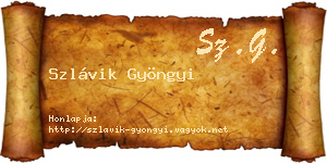Szlávik Gyöngyi névjegykártya